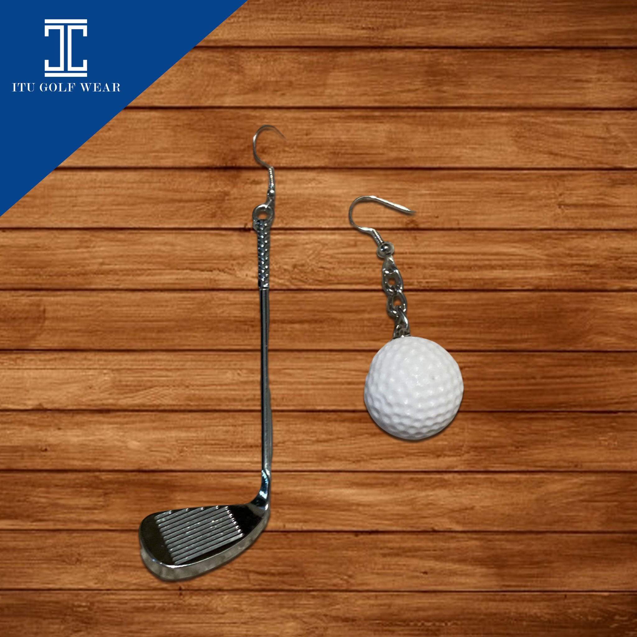 ITU Golf Club and Ball Earrings